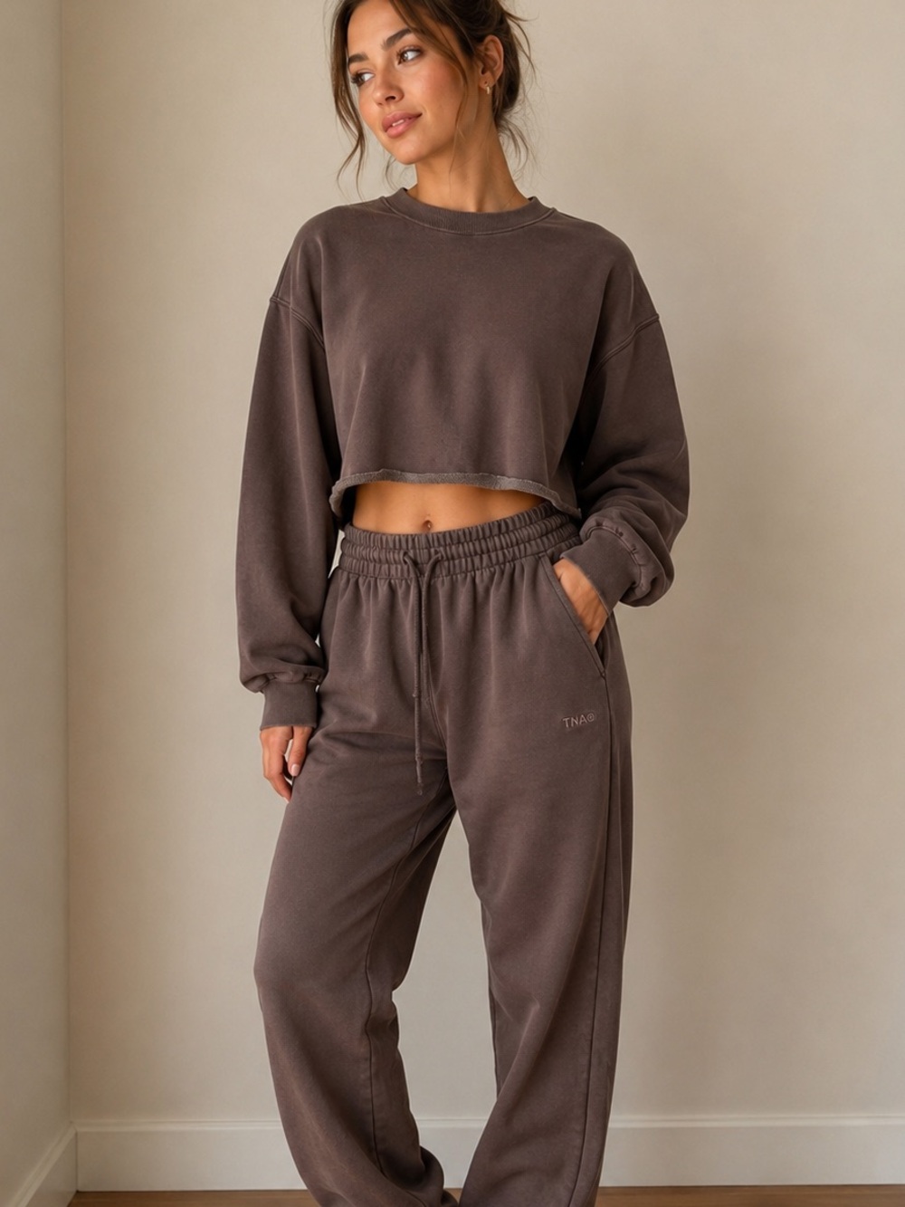 SET Aritzia Tna Cropped Perfect Fit Crewneck and Boyfriend Fit Joggers